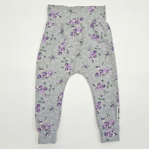 Harem Pants - Grey with Purple Floral