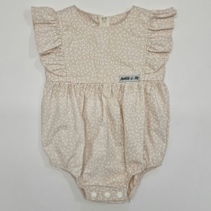 Ivy Ruffle Romper - Natural with White Dash