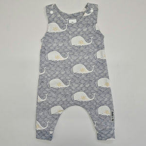 Romper - Whales (blue with mustard)