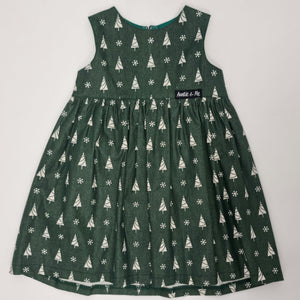 Zip Dress - Green with Christmas Trees