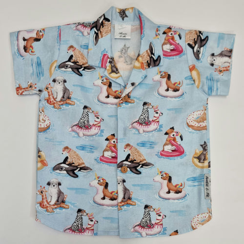 Short Sleeve Shirt - Dogs in the Pool