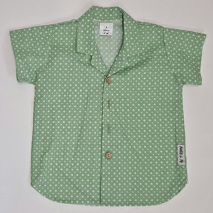 Short Sleeve Shirt -  Green Polkadot