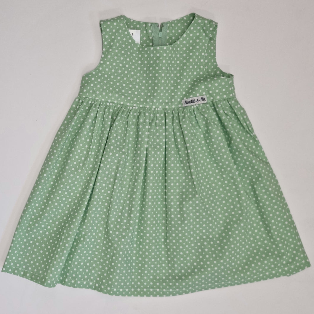 Zip Dress - Green Polkadot