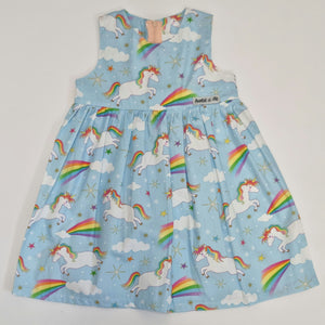 Zip Dress - Rainbows and Unicorns (blue)