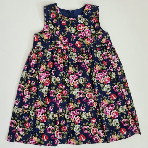 Zip Dress - Navy with Pink Roses