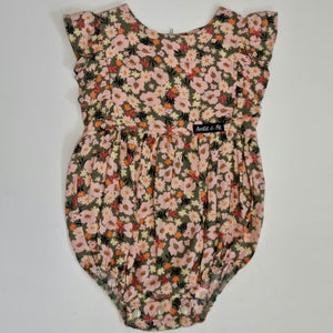 Ivy Ruffle Romper - Sage with Pink Floral
