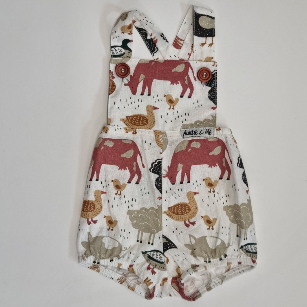 Playsuits - White with Farm Animals