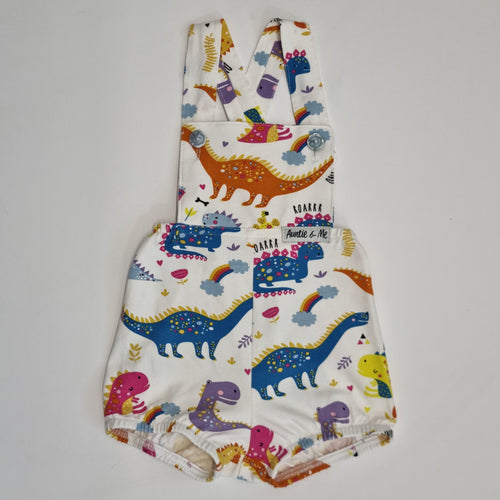 Playsuits - White with Bright Dino