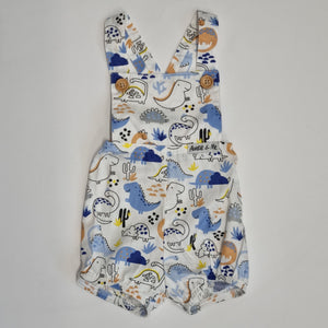 Playsuits - White with Blue Dinosaurs