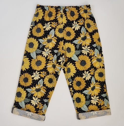 Trousers - Black with Big Sunflowers