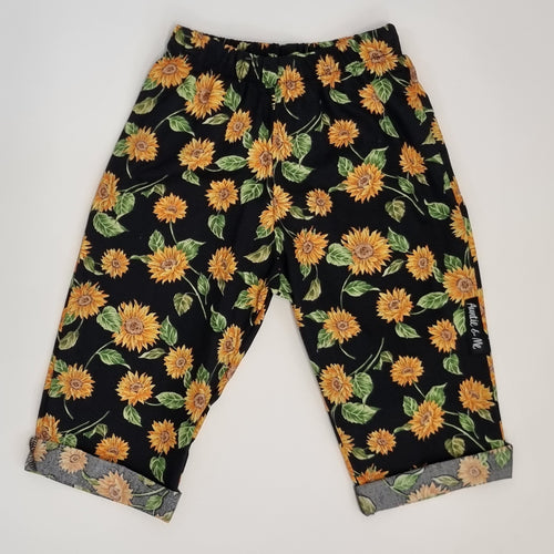 Trousers - Black with Small Sunflower