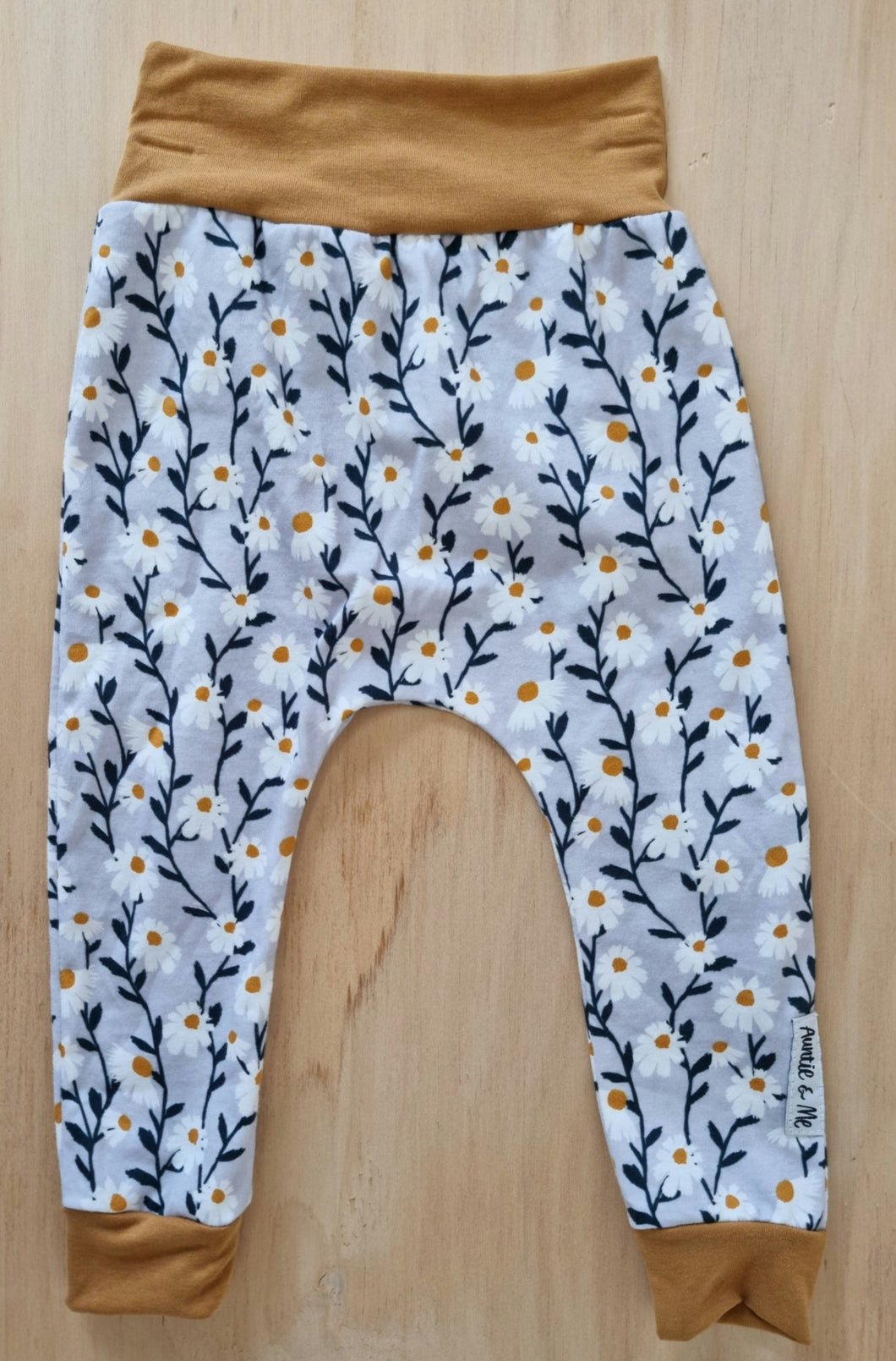 Harem Pants - Grey Floral with Mustard