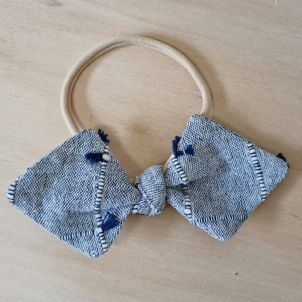 Bow Headband - Navy with Small Tassles